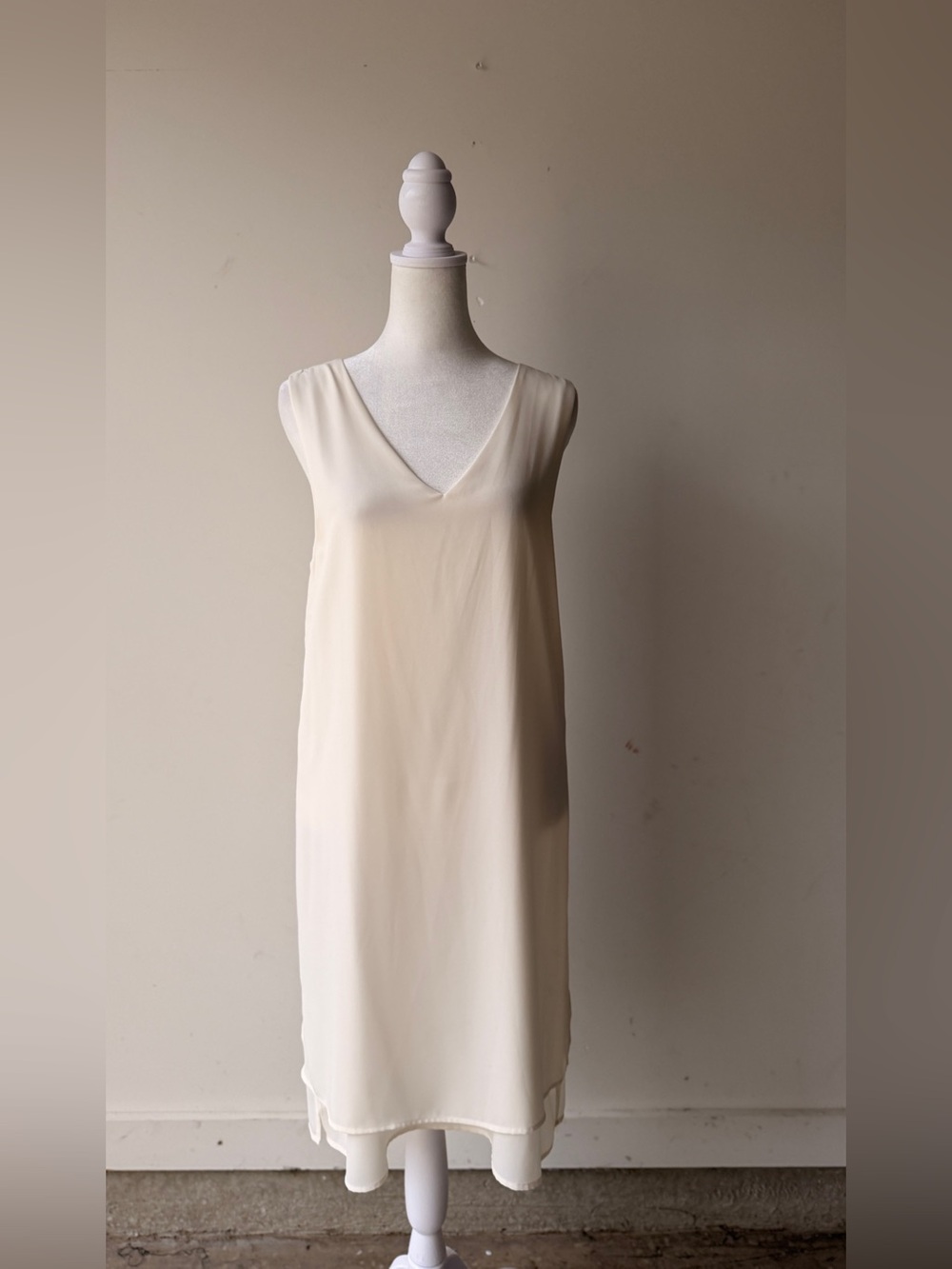 AND Cream V-Neck Sleeveless Slip Dress